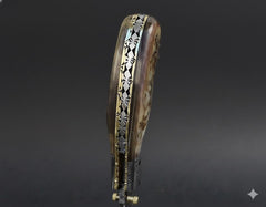 Damascus Pocket Knife with Ram Horn Handle | Hand-Forged Folding EDC Gift