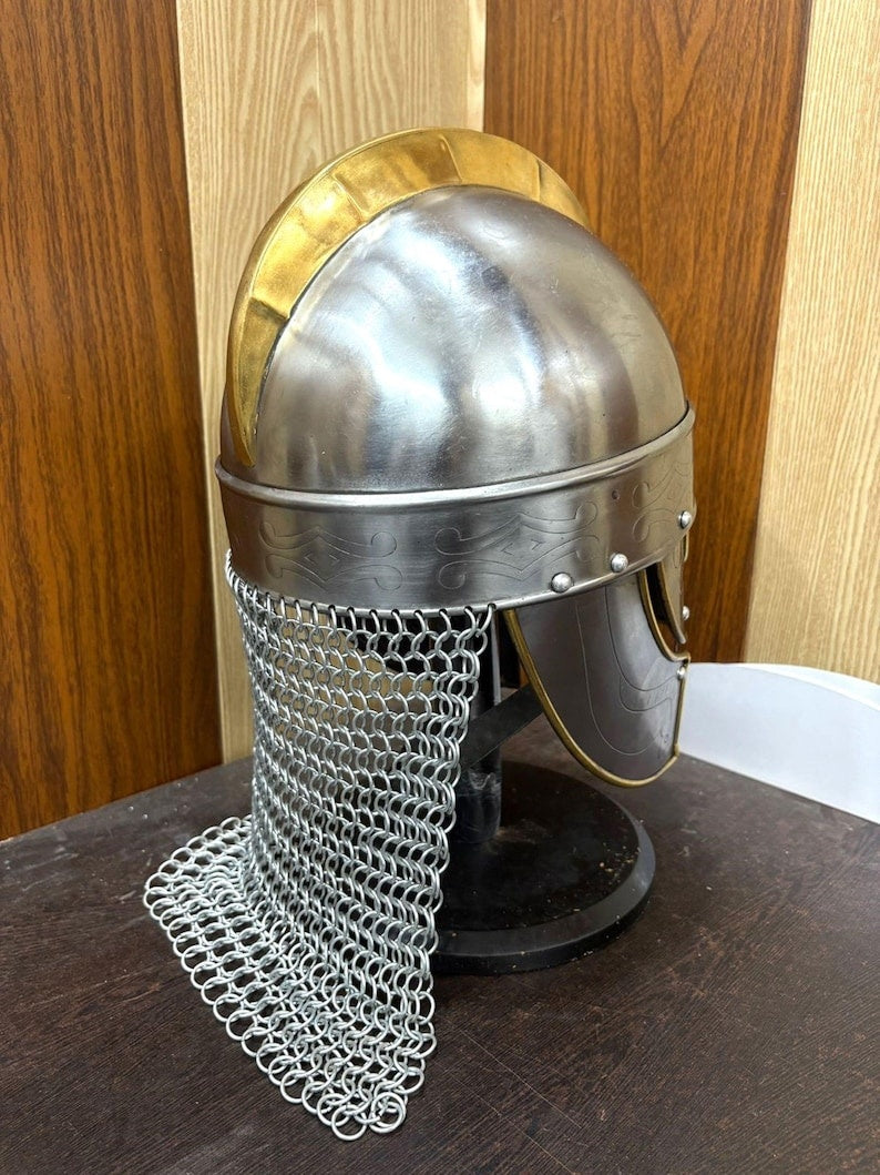 Premium Viking Spectacle Helmet - Handcrafted Steel & Brass Replica