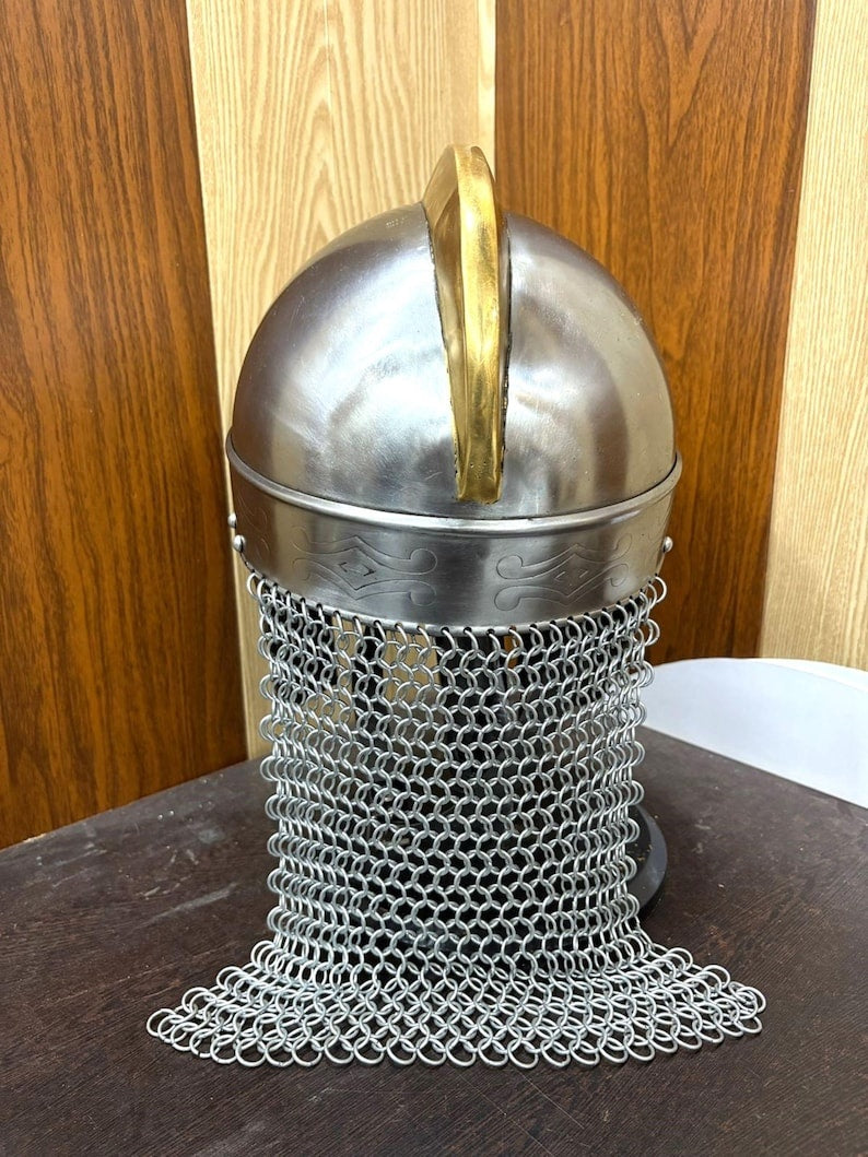 Premium Viking Spectacle Helmet - Handcrafted Steel & Brass Replica