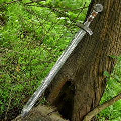Custom Handmade Damascus Steel Viking Gladiolus Sword – Personalized Groomsmen Gift, Engraved Norse Style Blade, Medieval Collectible Weapon Decor