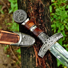Custom Handmade Damascus Steel Viking Gladiolus Sword – Personalized Groomsmen Gift, Engraved Norse Style Blade, Medieval Collectible Weapon Decor