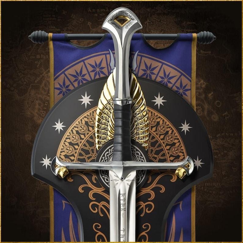 Ancient King’s Sword – Handmade Elendil Fantasy Steel Replica | Ring of Power Collectible & Display Gift for Him