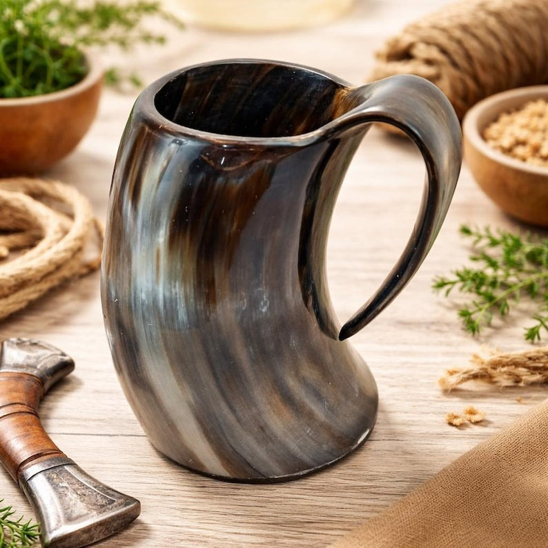Natural Bull Horn Mug, Viking Drinkware, Gamer Gift