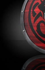 Handcrafted Fenrir Wolf Viking Shield - Red Norse Wooden Round Shield