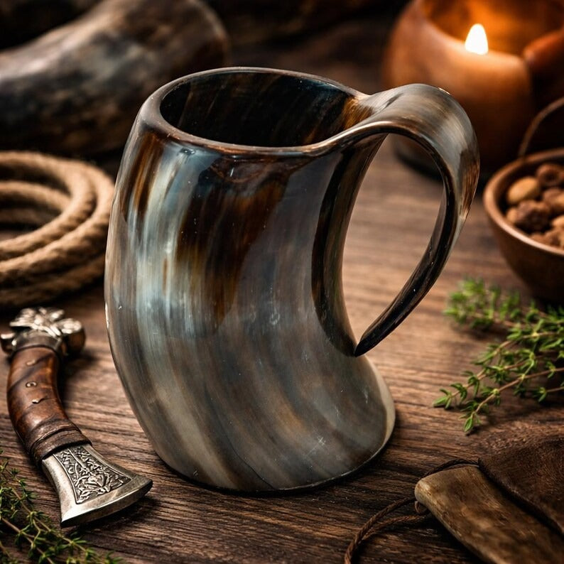 Natural Bull Horn Mug, Viking Drinkware, Gamer Gift