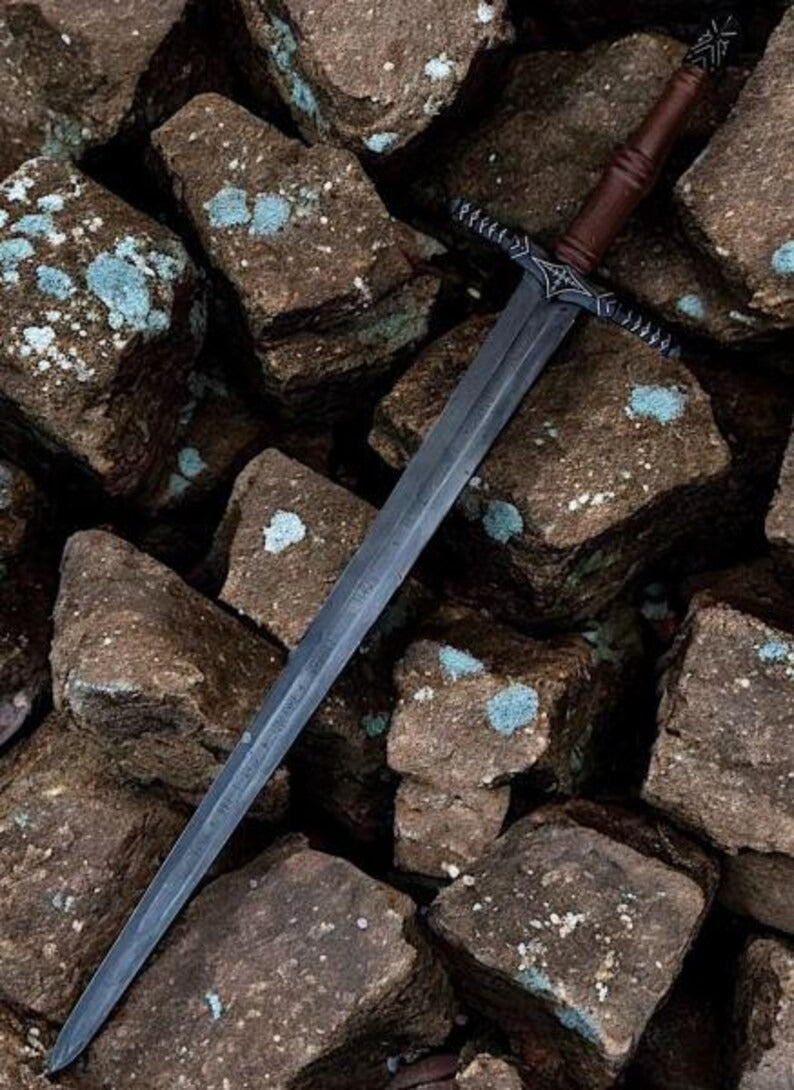 Viking Medieval Long Sword with Scabbard – Hand Forged Steel Fantasy Display Sword