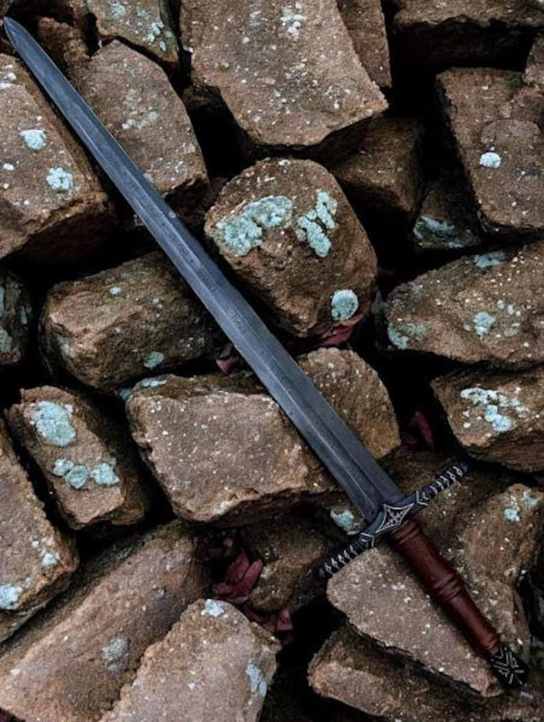 Viking Medieval Long Sword with Scabbard – Hand Forged Steel Fantasy Display Sword