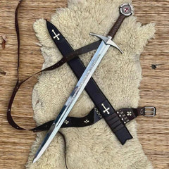 Knights Templar Accolade Sword Replica – Medieval Crusader Decorative Display Sword