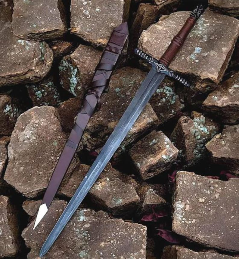 Viking Medieval Long Sword with Scabbard – Hand Forged Steel Fantasy Display Sword