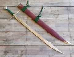 The Witcher Geralt of Rivia Steel Sword Replica | Hand-Tooled Green Leather Scabbard