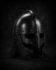 Hand-Forged Viking Gjermundbu Spectacle Helmet with Chainmail Aventail – Medieval Slavic Collectible Armor
