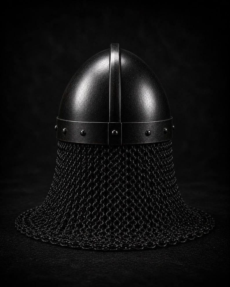 Hand-Forged Viking Gjermundbu Spectacle Helmet with Chainmail Aventail – Medieval Slavic Collectible Armor
