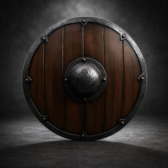 Handmade Viking Wooden Display Shield - Norse Collectible Round Shield