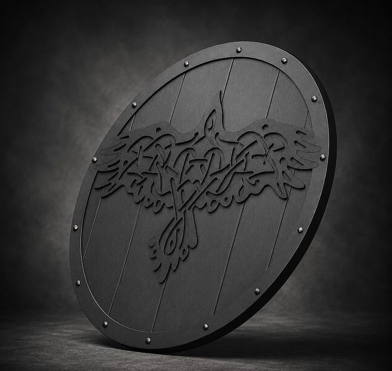 Handmade Viking Raven Wooden Shield - Norse Odin Warrior Round Shield