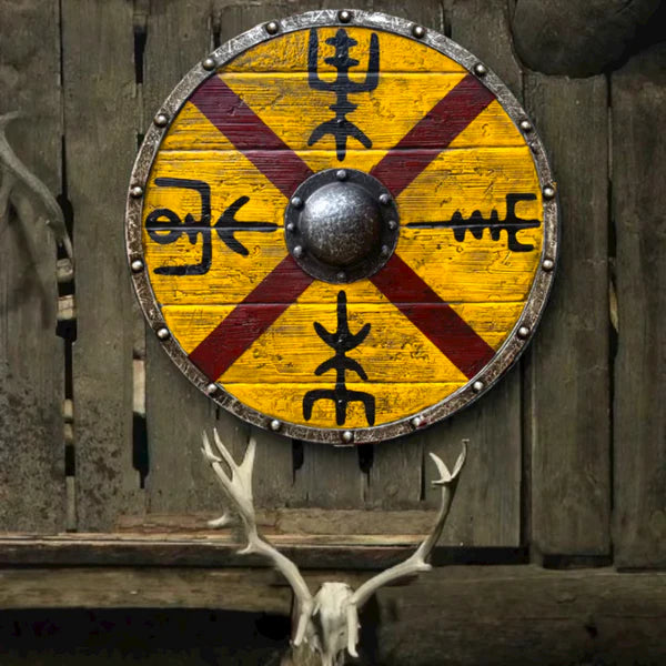 VW-6 King Finehair Vegvisir Plank Shield, 24" - Valknut Warriors