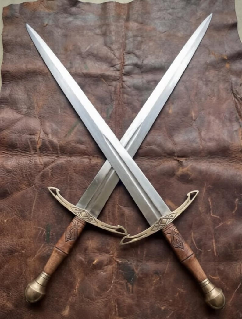 Ravencrest Wikinger Schwert im Mittelalter-Stil – Handgeschmiedete Vollerl-Klinge aus Stahl mit Premium-Lederscheide