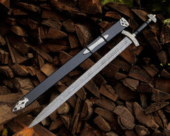Handmade Damascus Steel Longsword - Custom Medieval Collector's Sword
