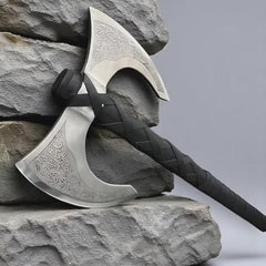 Hand-Forged Viking Double Head Axe - Medieval Replica with Ash Wood Handle