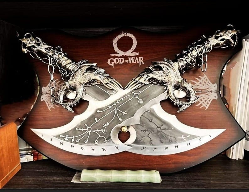 Chaos Blades – Dual Fantasy Battle Axes with Chain Handles