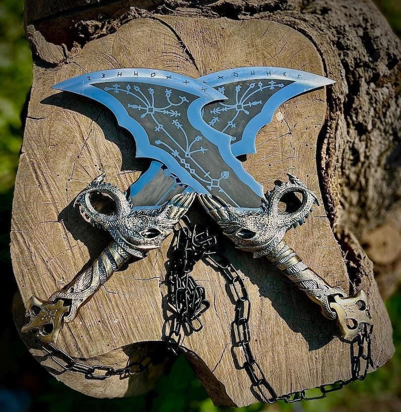 Chaos Blades – Dual Fantasy Battle Axes with Chain Handles