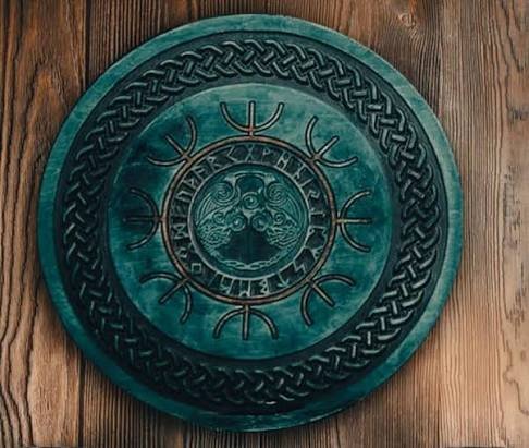 Yggdrasil Tree of Life Hand-Carved Wall Shield – 24" Norse Wall Art