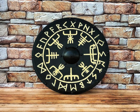 VW-71 Viking Shield, Helm of Awe Symbol shield, Authentic Viking Shield, Groomsmen Gift, Christmas Gift - Valknut Warriors