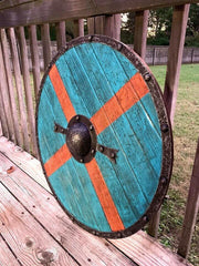 VW-69 Custom Handmade Viking shield, Viking Norway Unique Shield, Groomsmen Gift, Christmas Gift - Valknut Warriors