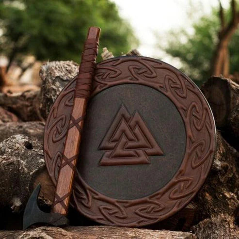 VW-44 Custom Handmade Viking Shield With Ragnar Axe, Authentic Viking Shield With Axe,C - Valknut Warriors