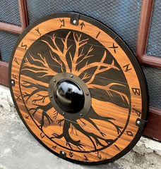 VW-137 Yggdrasil Tree design, Handmade Viking shield, Gift for men, Gentlemen Gift, Christmas Gift - Valknut Warriors