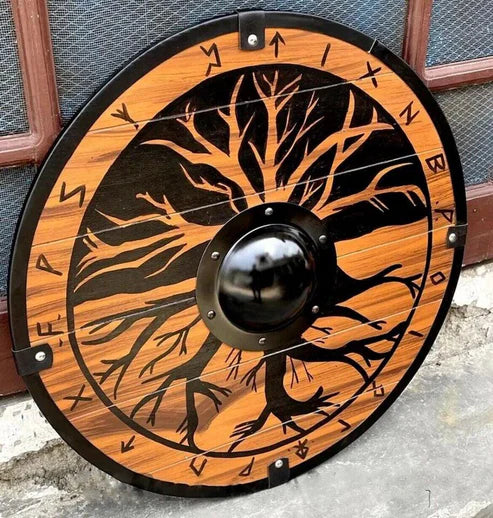 VW-137 Yggdrasil Tree design, Handmade Viking shield, Gift for men, Gentlemen Gift, Christmas Gift - Valknut Warriors