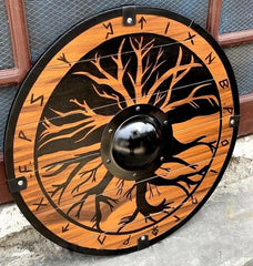 VW-137 Yggdrasil Tree design, Handmade Viking shield, Gift for men, Gentlemen Gift, Christmas Gift - Valknut Warriors