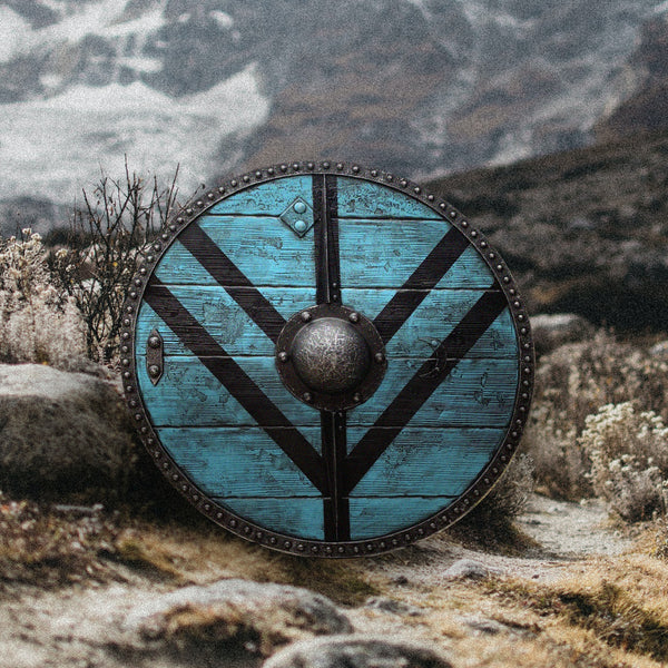 VW-07 Lagertha Shieldmaiden Plank Blue Viking Shield, Gift for her, Christmas Gift - Valknut Warriors