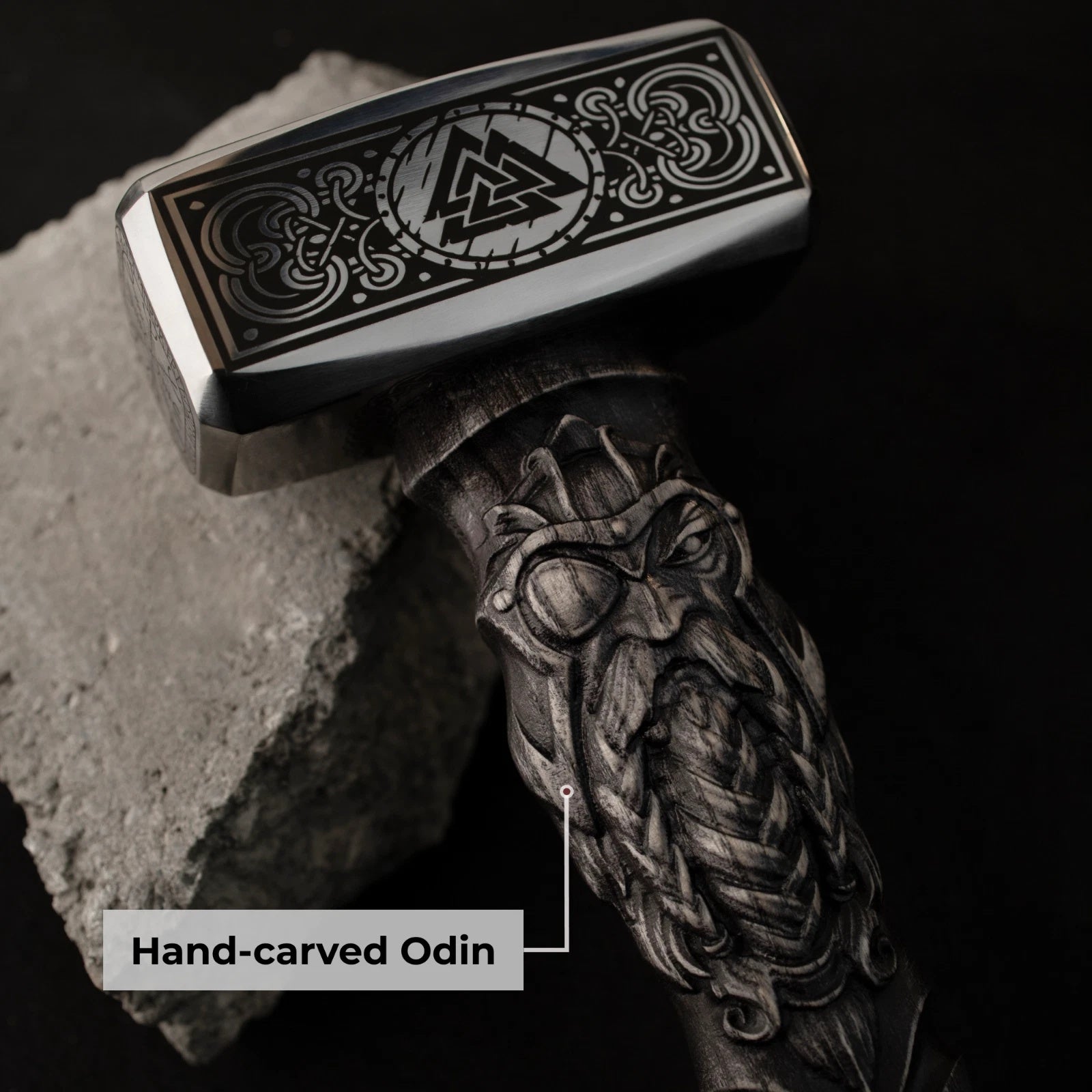 Hand forged Valknut viking hammer