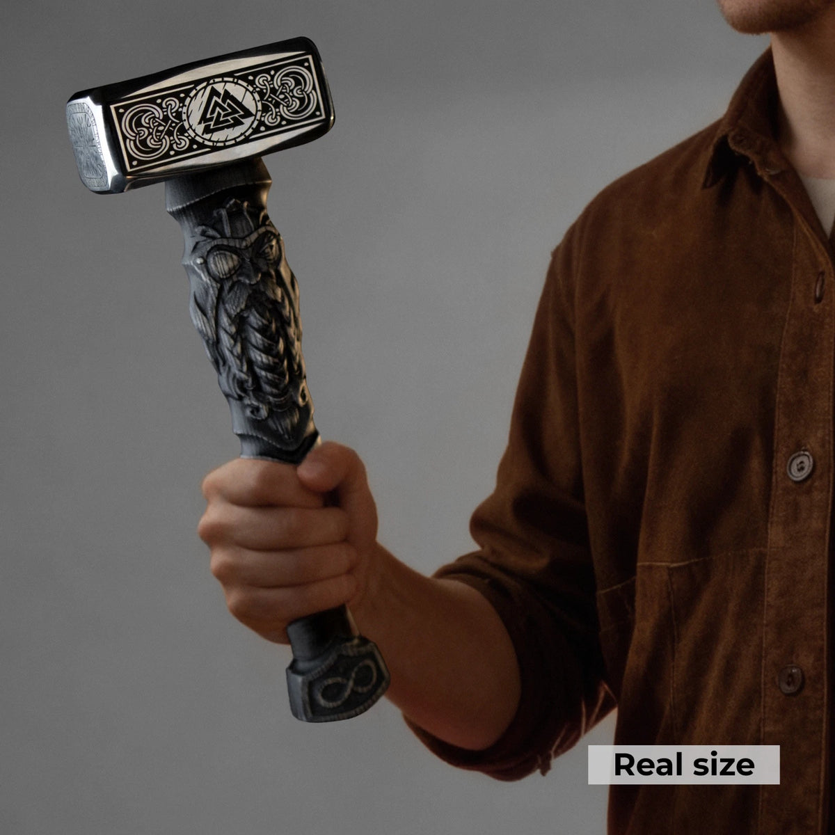 Hand forged Valknut viking hammer