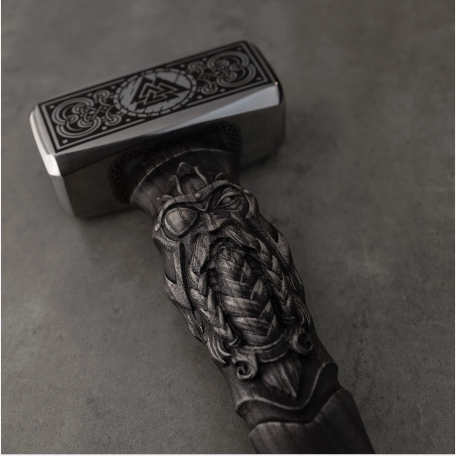 Hand forged Valknut viking hammer