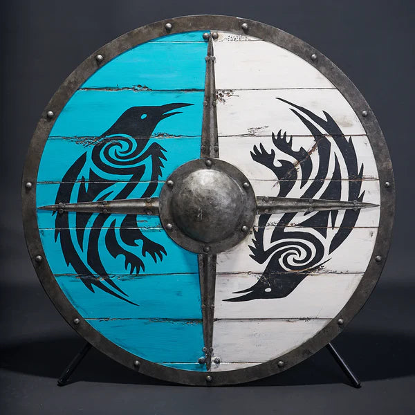 VW-3 Eivor Valhalla Raven Authentic Viking Shield, 24",Norse shield, Gentlemen Gift, Christmas Gift - Valknut Warriors