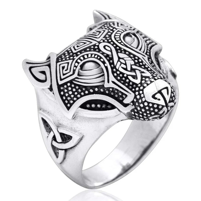 Viking Celtic Fenrir Wolf Sterling Silver ring