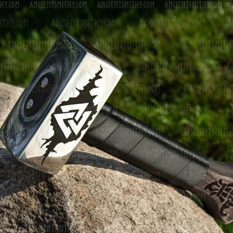 VW-149 Handmade Valknut Viking Hammer, Hand forged Hammer, Gift for him, Christmas Gift - Valknut Warriors