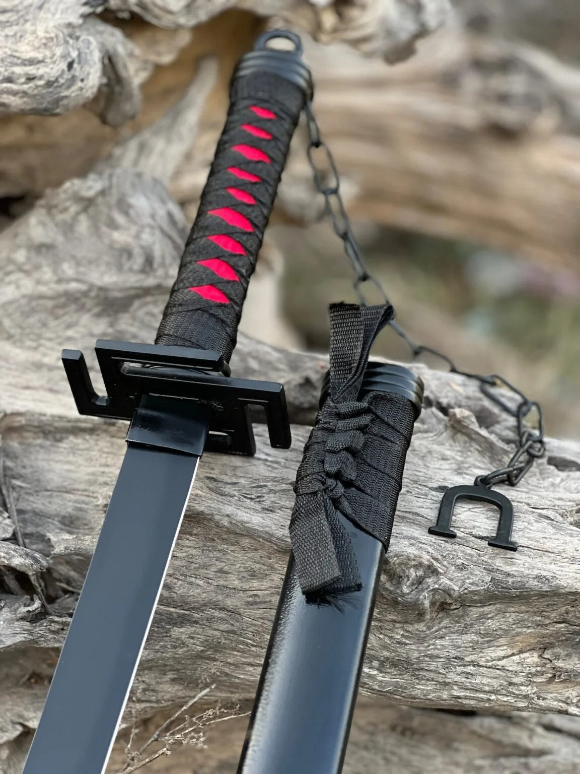 Ichigo Kurosaki Tensa Zangetsu Bankai Katana - Handcrafted Black Blade Anime Sword Replica